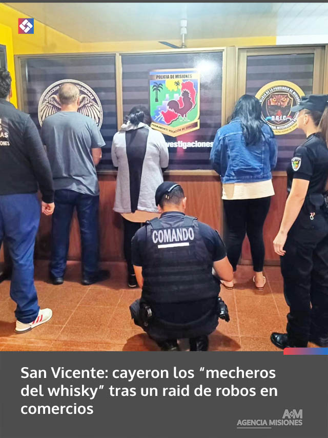 San Vicente: cayeron los “mecheros del whisky” tras un raid de robos en comercios