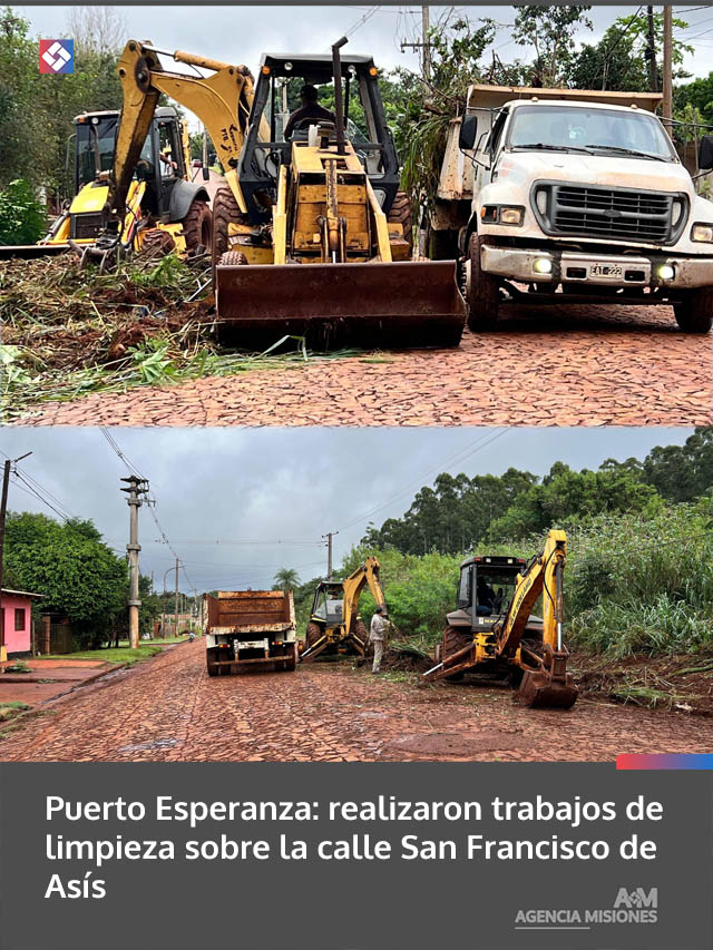 Puerto Esperanza: realizaron trabajos de limpieza sobre la calle San Francisco de Asís