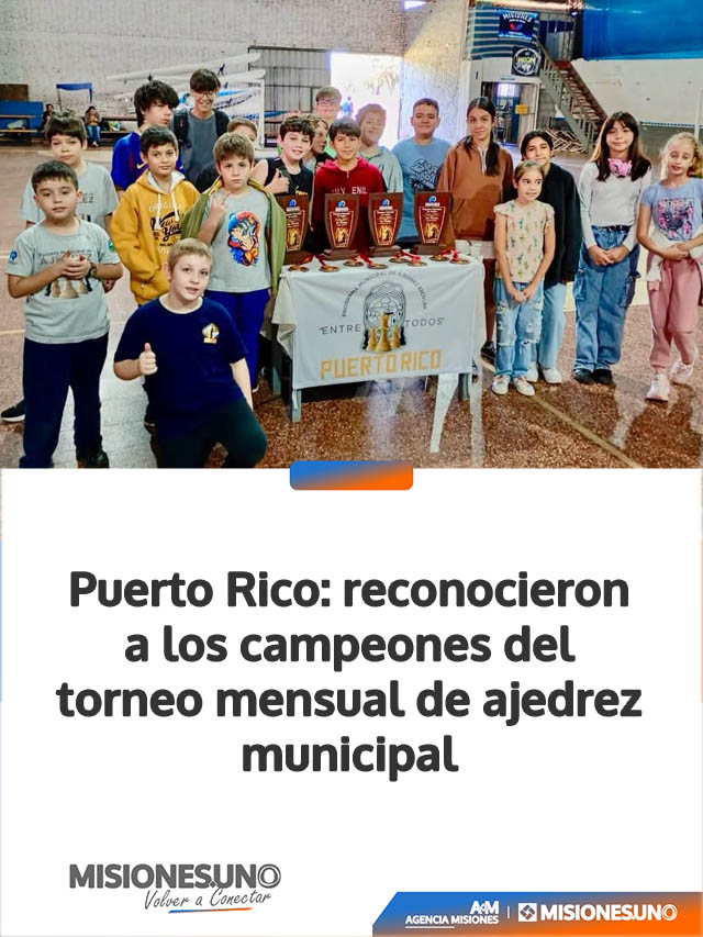 Puerto Rico: reconocieron a los campeones del torneo mensual de ajedrez municipal