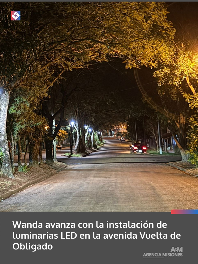 Wanda avanza con la instalación de luminarias LED en la avenida Vuelta de Obligado