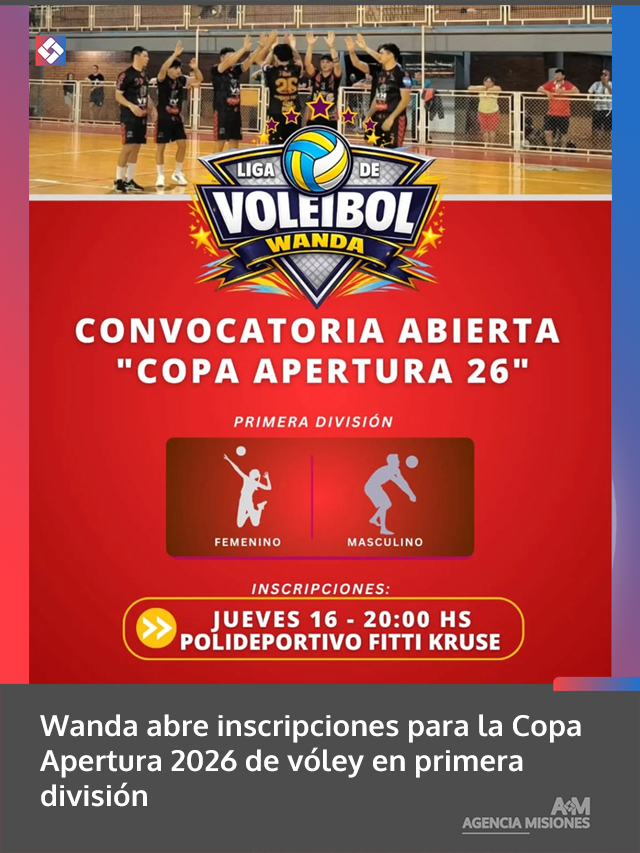 Wanda abre inscripciones para la Copa Apertura 2026 de vóley en primera división