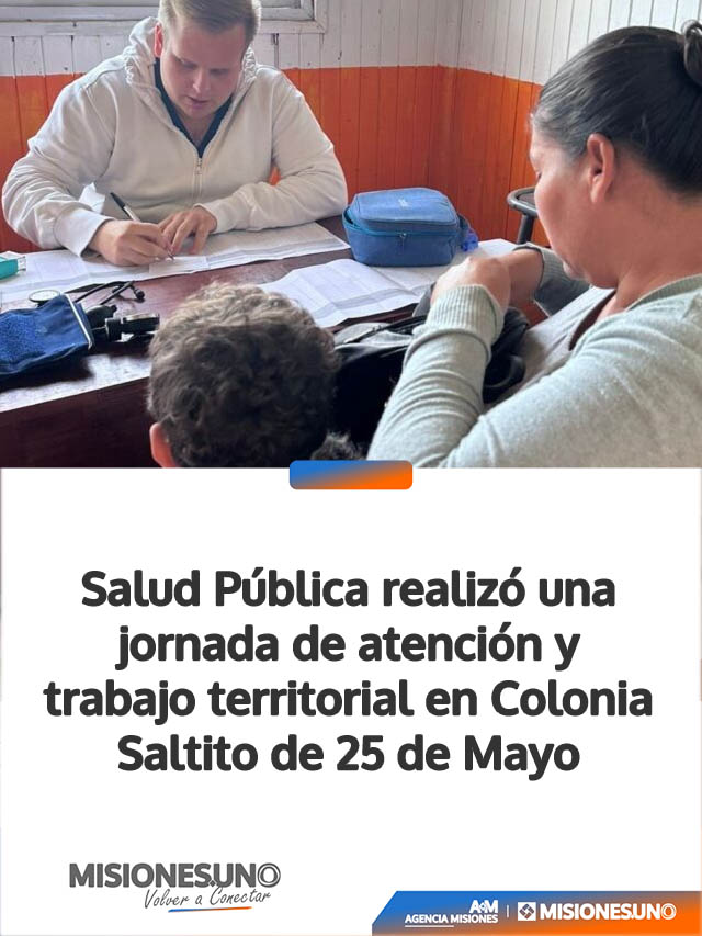 Salud Pública realizó una jornada de atención y trabajo territorial en Colonia Saltito de 25 de Mayo