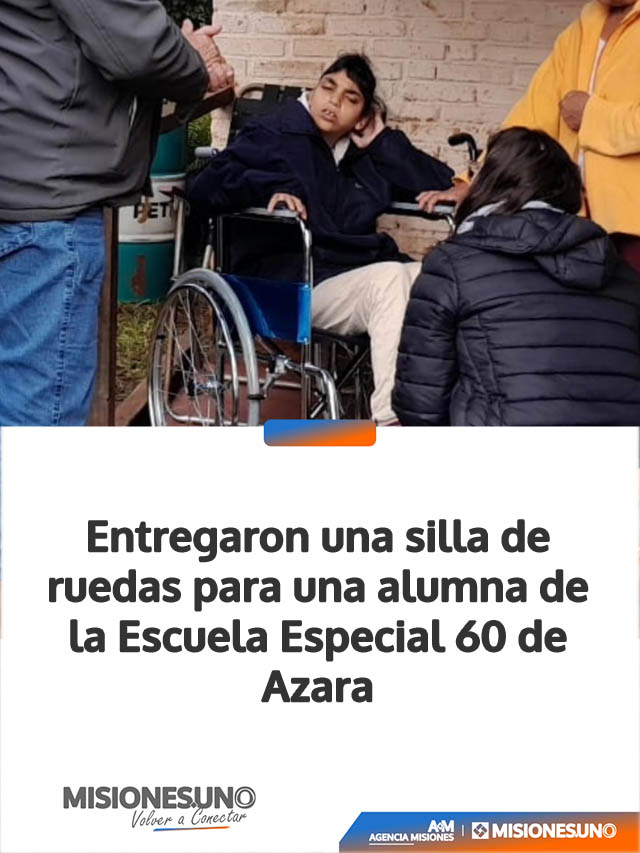 Entregaron una silla de ruedas para una alumna de la Escuela Especial 60 de Azara