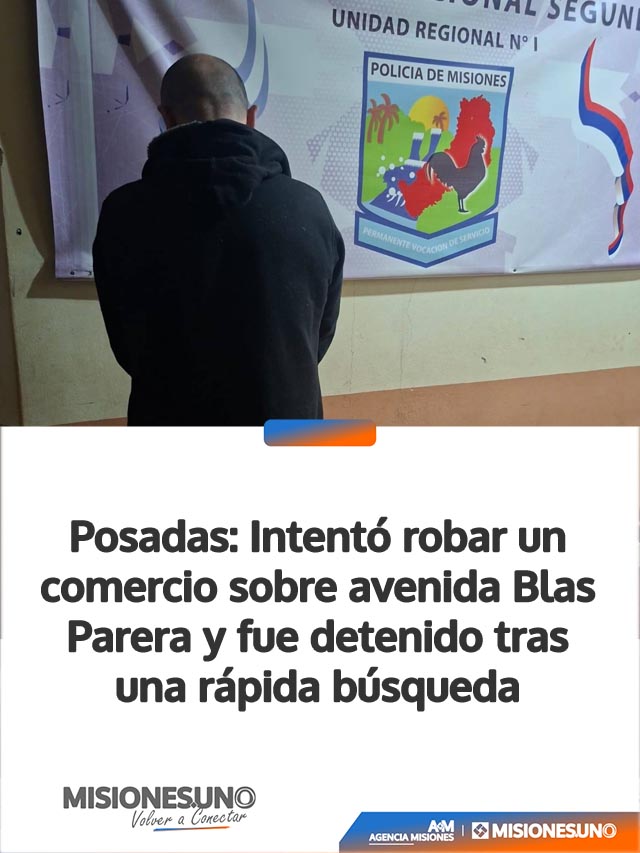 Intentó robar un comercio sobre avenida Blas Parera y fue detenido tras una rápida búsqueda