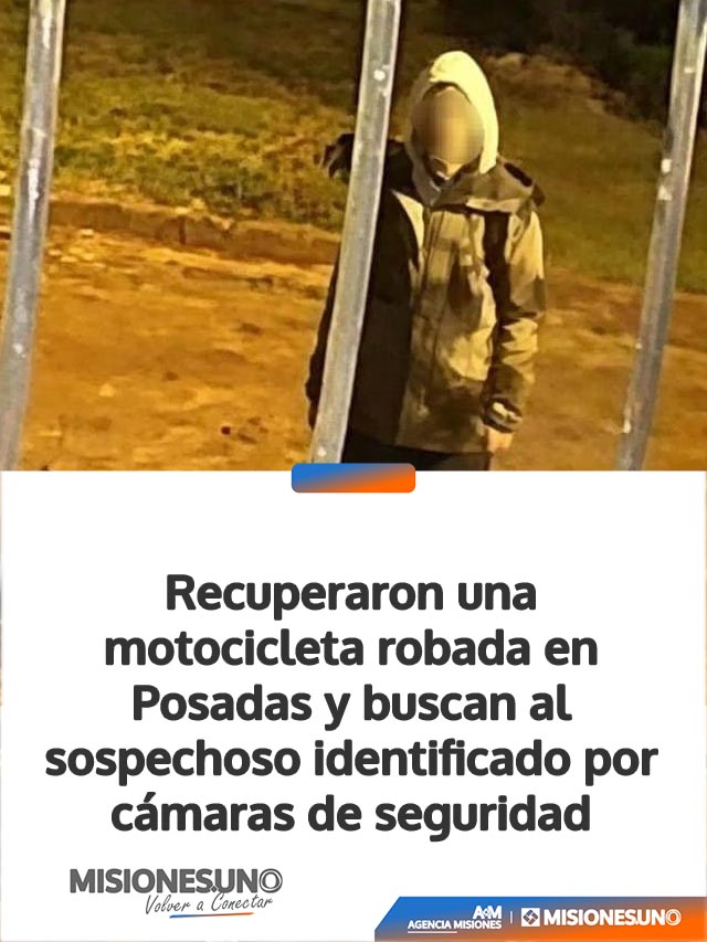 Recuperaron una motocicleta robada en Posadas y buscan al sospechoso identificado por cámaras de seguridad