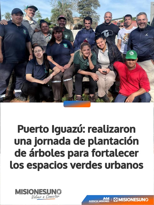 Puerto Iguazú: realizaron una jornada de plantación de árboles para fortalecer los espacios verdes urbanos