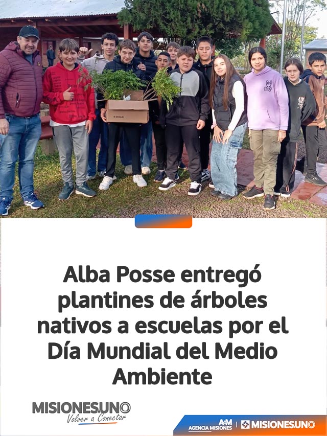 Alba Posse entregó plantines de árboles nativos a escuelas por el Día Mundial del Medio Ambiente