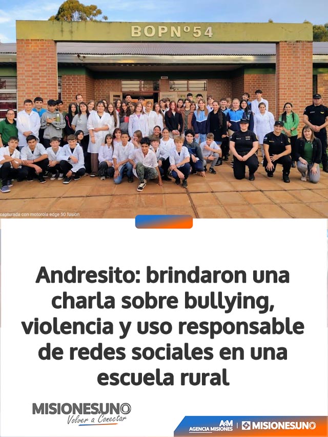Comandante Andresito: brindaron una charla sobre bullying, violencia y uso responsable de redes sociales en una escuela rural