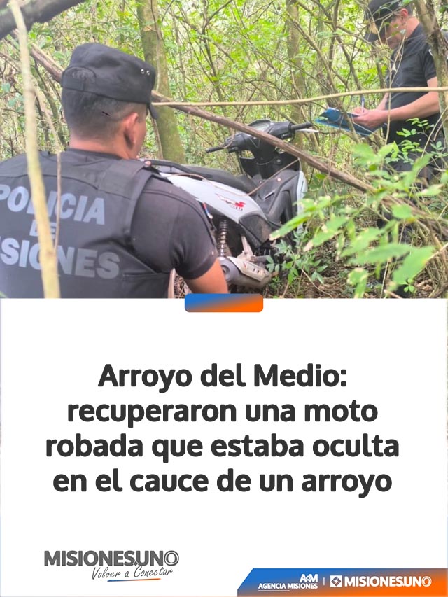 Arroyo del Medio: recuperaron una moto robada que estaba oculta en el cauce de un arroyo