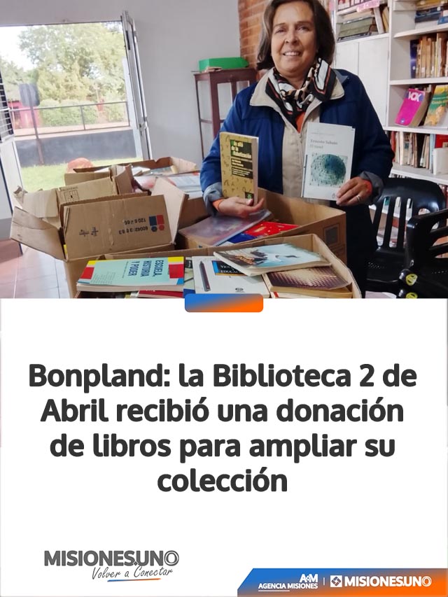 Bonpland: la Biblioteca 2 de Abril recibió una donación de libros para ampliar su colección