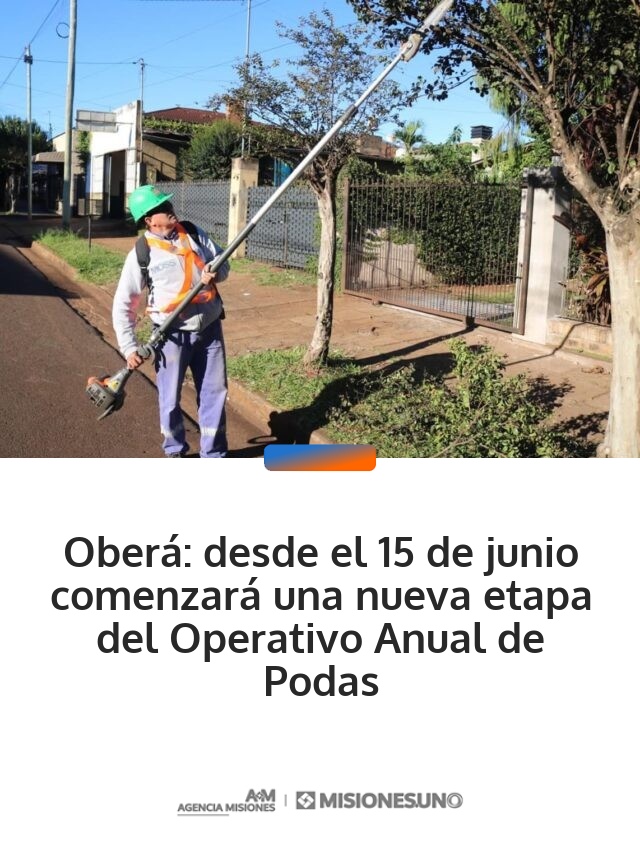 Oberá: desde el 15 de junio comenzará una nueva etapa del Operativo Anual de Podas