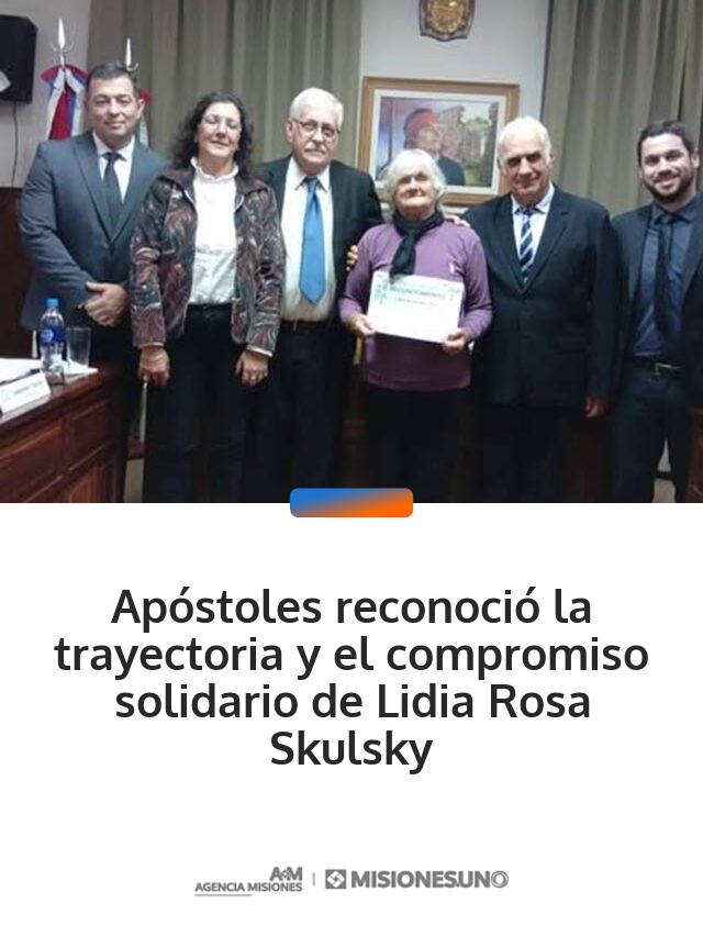 Apóstoles reconoció la trayectoria y el compromiso solidario de Lidia Rosa Skulsky