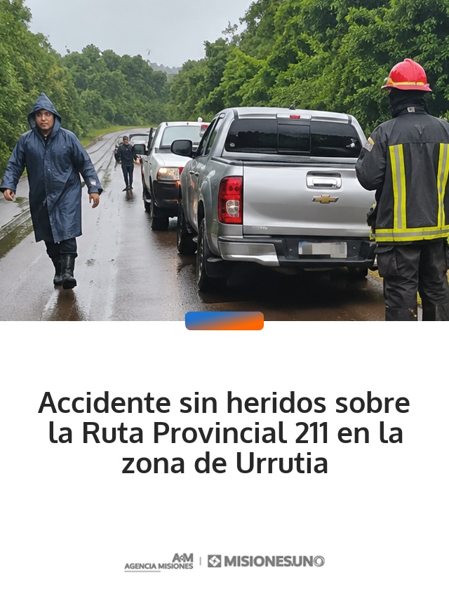 Accidente sin heridos sobre la Ruta Provincial 211 en la zona de Urrutia