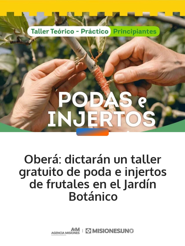 Oberá: dictarán un taller gratuito de poda e injertos de frutales en el Jardín Botánico