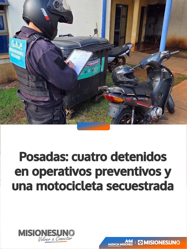 Posadas: cuatro detenidos en operativos preventivos y una motocicleta secuestrada