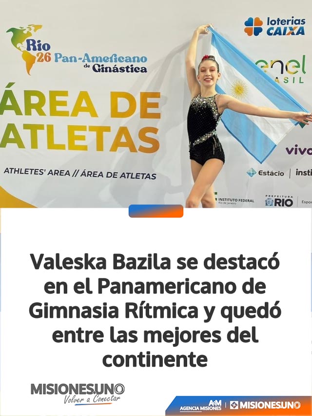Valeska Bazila se destacó en el Panamericano de Gimnasia Rítmica y quedó entre las mejores del continente